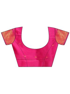 magenta woven work banarasi art silk blend saree 5