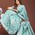sea green color woven linen cotton saree