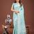 sea green color woven linen cotton saree
