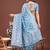 sky blue color woven linen cotton saree