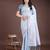 sky blue color woven linen cotton saree
