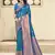 blue color zari woven art silk party wear saree