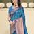 blue color zari woven art silk party wear saree