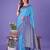 sky blue color woven lichi art silk blend saree 