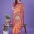 orange color woven lichi art silk blend saree 