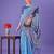 blue color woven lichi art silk blend saree 