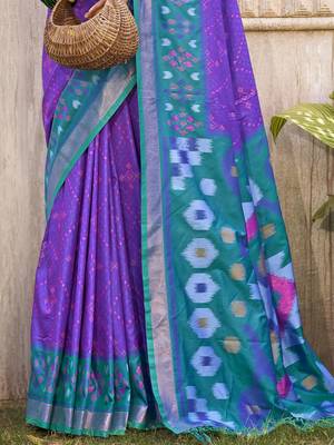 Voilet color woven work pochampally art silk blend saree 2