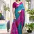 sky blue color woven work pochampally art silk blend saree