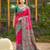 pink color woven work pochampally art silk saree
