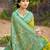 green color woven work pochampally art silk saree