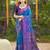 blue color woven work pochampally art silk saree