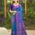 blue color woven work pochampally art silk saree