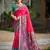 pink color woven work pochampally art silk blend saree
