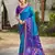 blue color woven work pochampally art silk saree