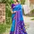 blue color woven work pochampally art silk saree