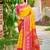 yellow woven work pochampally art silk saree