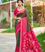 mehandi woven work pochampally art silk saree