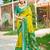 green woven work pochampally art silk saree