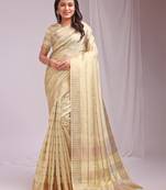 gold color woven work orgenza saree