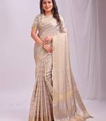 cream color woven work orgenza saree