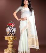 light green color solid plain cotton saree