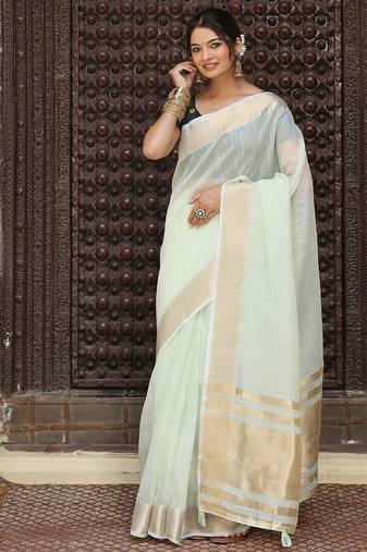 light green color solid plain cotton saree