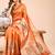 Orange color woven zari weaves linen cotton saree