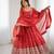 Red embroidered zari silk anarkali with dupatta