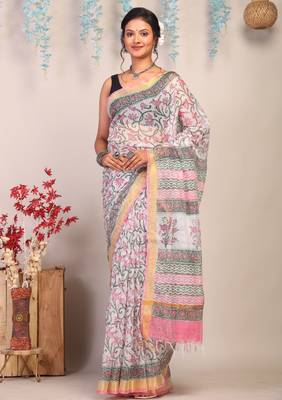 multicolor zari work kota doria kota doria ethnic saree with unstitched blouse 1
