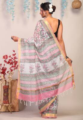 multicolor zari work kota doria kota doria ethnic saree with unstitched blouse 2
