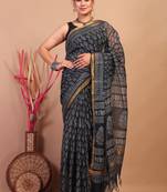 black zari work kota doria kota doria ethnic saree with unstitched blouse