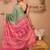 green & pink zari work cotton silk blend bhagalpuri ethnic saree with unstitched blouse