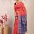 red & blue zari work cotton silk blend bhagalpuri ethnic saree with unstitched blouse