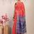 red & blue zari work cotton silk blend bhagalpuri ethnic saree with unstitched blouse