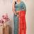 teal green & red zari work cotton silk blend bhagalpuri ethnic saree with unstitched blouse