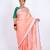 Peach embellished cotton linen bhagalpuri ethnic saree with unstitched blouse