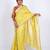 Yellow embellished cotton linen bhagalpuri ethnic saree with unstitched blouse
