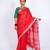 Red embellished cotton linen bhagalpuri ethnic saree with unstitched blouse