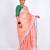 Peach embellished cotton linen bhagalpuri ethnic saree with unstitched blouse