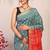 teal green & red zari work cotton silk blend bhagalpuri ethnic saree with unstitched blouse