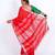 Red embellished cotton linen bhagalpuri ethnic saree with unstitched blouse