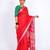 Red embellished cotton linen bhagalpuri ethnic saree with unstitched blouse