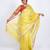 Yellow embellished cotton linen bhagalpuri ethnic saree with unstitched blouse