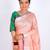Peach embellished cotton linen bhagalpuri ethnic saree with unstitched blouse