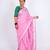 Light pink embellished cotton linen bhagalpuri ethnic saree with unstitched blouse