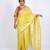 Yellow embellished cotton linen bhagalpuri ethnic saree with unstitched blouse