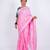 Light pink embellished cotton linen bhagalpuri ethnic saree with unstitched blouse