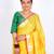 Yellow embellished cotton linen bhagalpuri ethnic saree with unstitched blouse