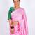 Light pink embellished cotton linen bhagalpuri ethnic saree with unstitched blouse