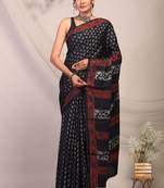 black & grey embellished modal silk blend bhagalpuri ethnic saree with unstitched blouse